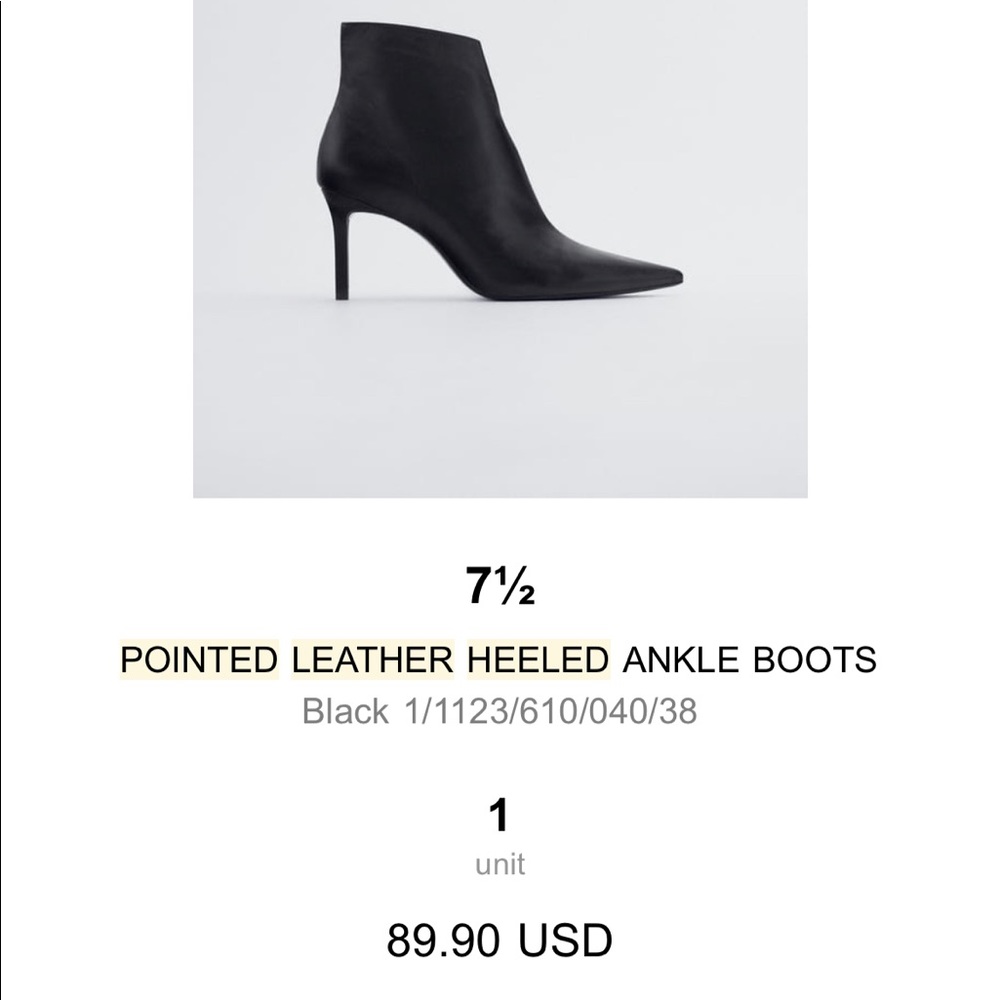 Pointed Leather Heeled Ankle Boots
